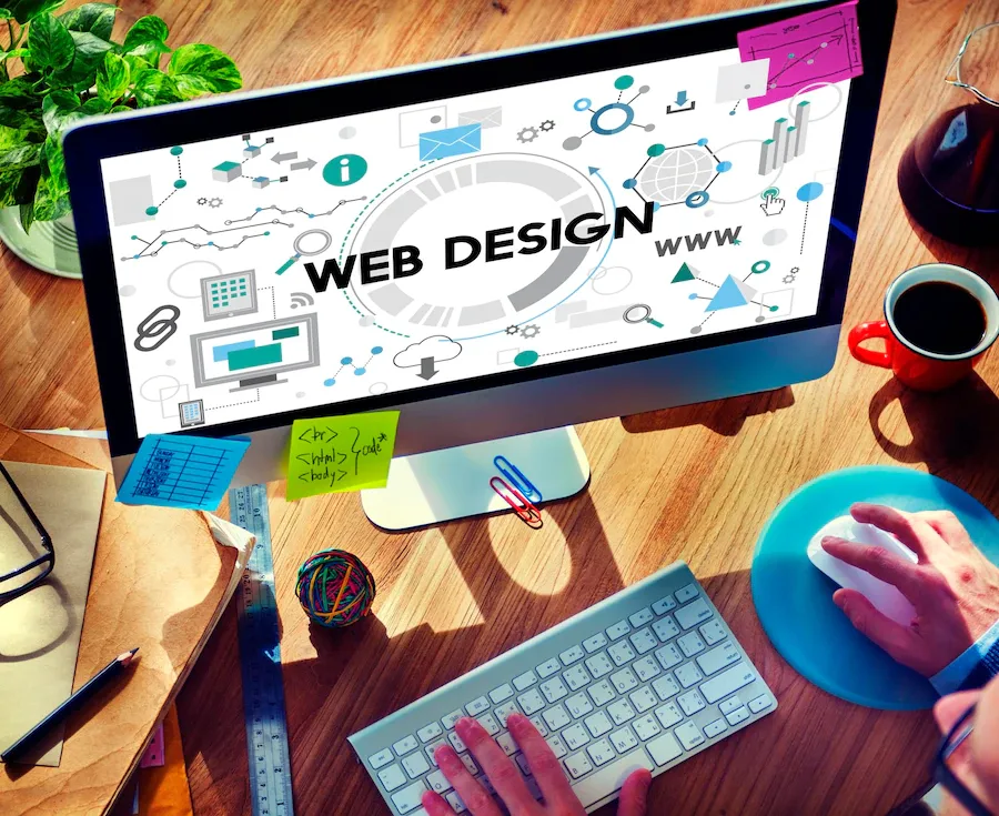 Dynamic website design on desktop screen